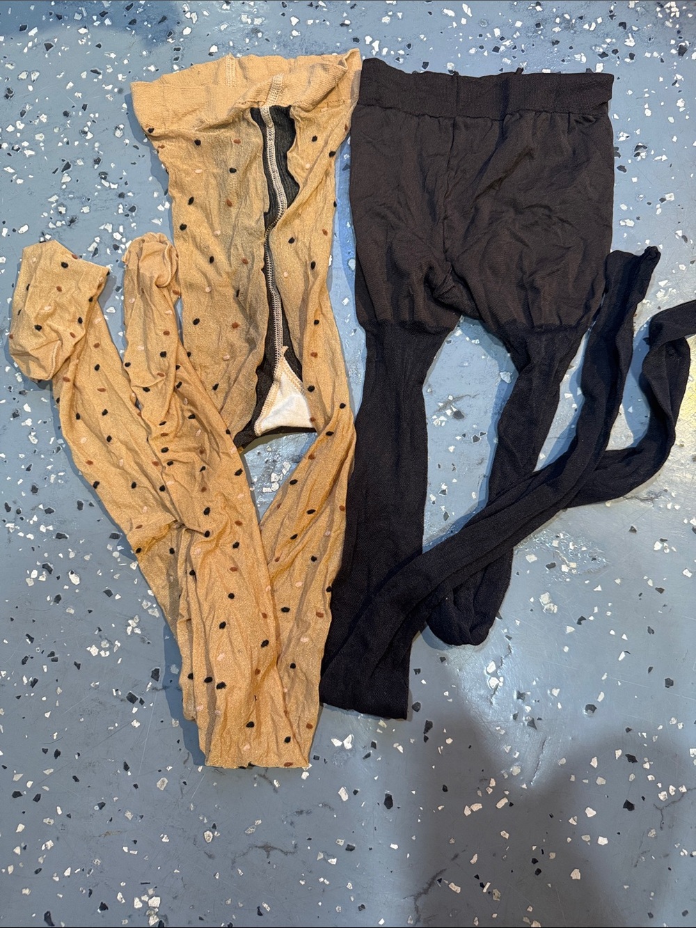 Sheer Polka Dot Tights & Black Opaque Tights - 2 Pack
